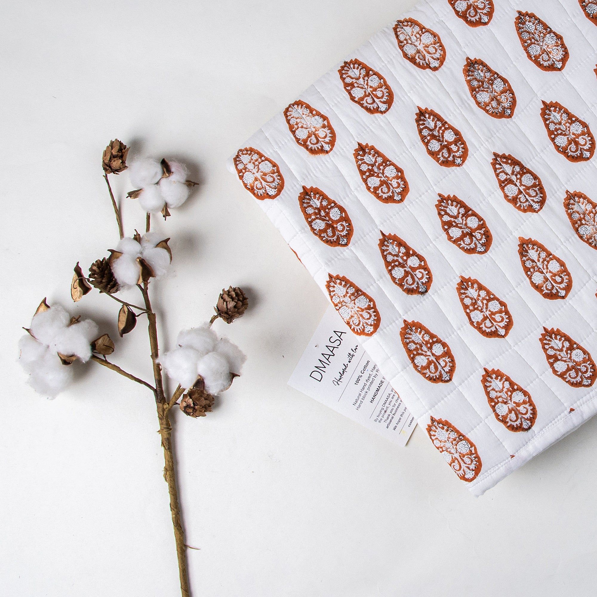 Brown Boota Hand Printed Cotton Baby Blankets For Winter 091